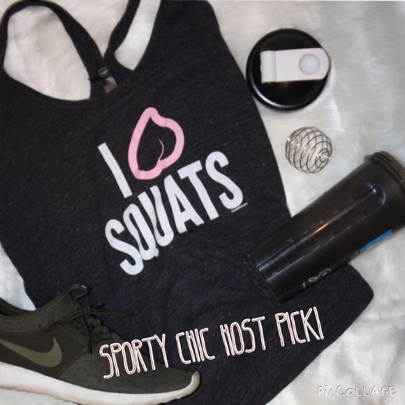 Tops - I love squats! Host pick. Racer tank heather gray.